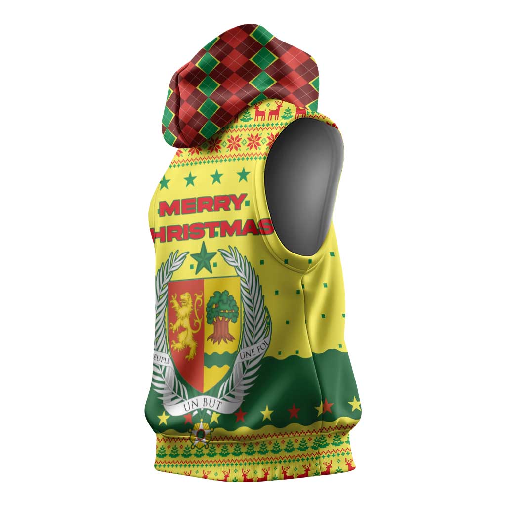 Senegal Christmas Sleeveless Hoodie Baobab Tree and National Coat of Arms Motif - African Pride