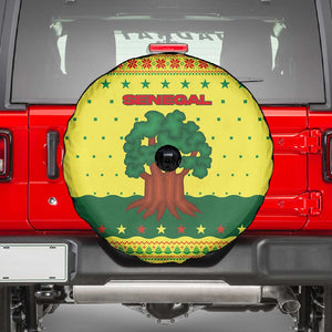 Senegal Christmas Spare Tire Cover Baobab Tree and National Coat of Arms Motif - African Pride