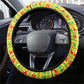 Senegal Christmas Steering Wheel Cover Baobab Tree and National Coat of Arms Motif - African Pride