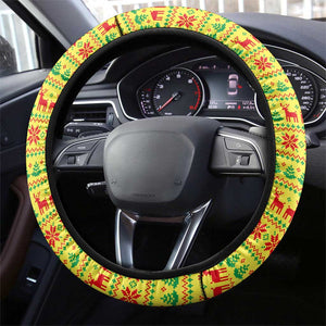 Senegal Christmas Steering Wheel Cover Baobab Tree and National Coat of Arms Motif - African Pride