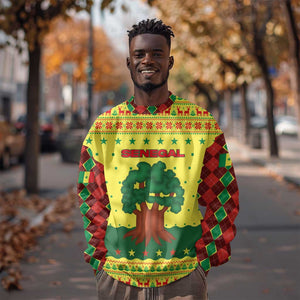 Senegal Christmas Sweatshirt Baobab Tree and National Coat of Arms Motif - African Pride