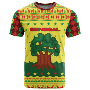 Senegal Christmas T shirt Baobab Tree and National Coat of Arms Motif - African Pride