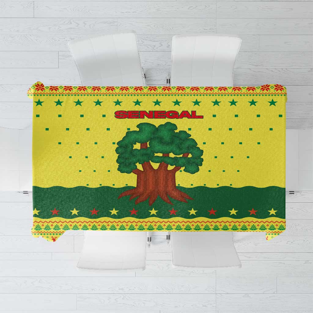 Senegal Christmas Tablecloth Baobab Tree and National Coat of Arms Motif - African Pride