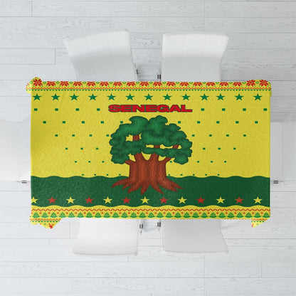 Senegal Christmas Tablecloth Baobab Tree and National Coat of Arms Motif - African Pride