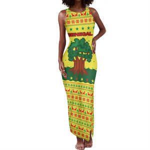 Senegal Christmas Tank Maxi Dress Baobab Tree and National Coat of Arms Motif - African Pride