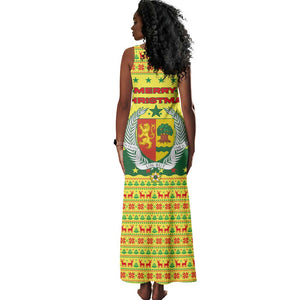 Senegal Christmas Tank Maxi Dress Baobab Tree and National Coat of Arms Motif - African Pride