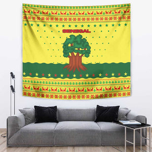 Senegal Christmas Tapestry Baobab Tree and National Coat of Arms Motif - African Pride
