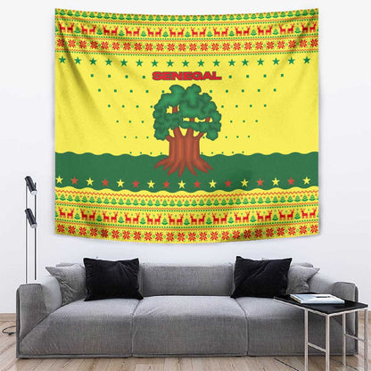 Senegal Christmas Tapestry Baobab Tree and National Coat of Arms Motif - African Pride