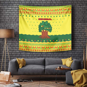 Senegal Christmas Tapestry Baobab Tree and National Coat of Arms Motif - African Pride