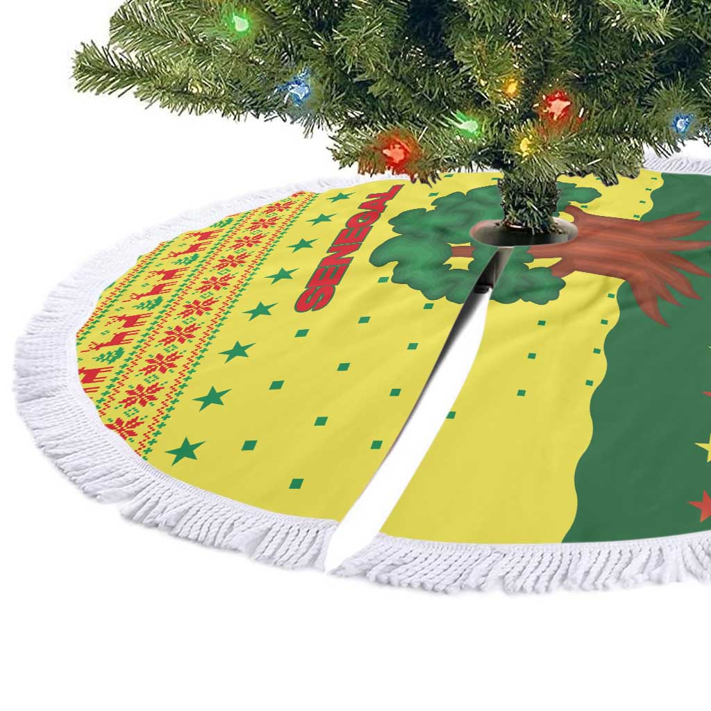 Senegal Christmas Tree Skirt Baobab Tree and National Coat of Arms Motif - African Pride