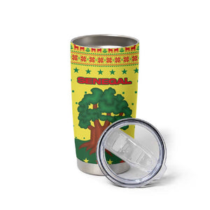 Senegal Christmas Tumbler Cup Baobab Tree and National Coat of Arms Motif - African Pride