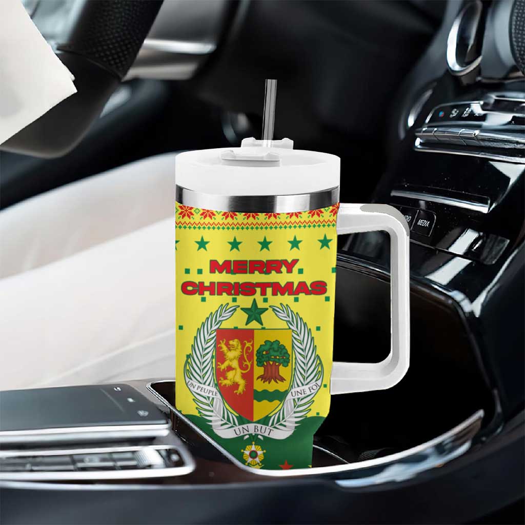 Senegal Christmas Tumbler With Handle Baobab Tree and National Coat of Arms Motif - African Pride