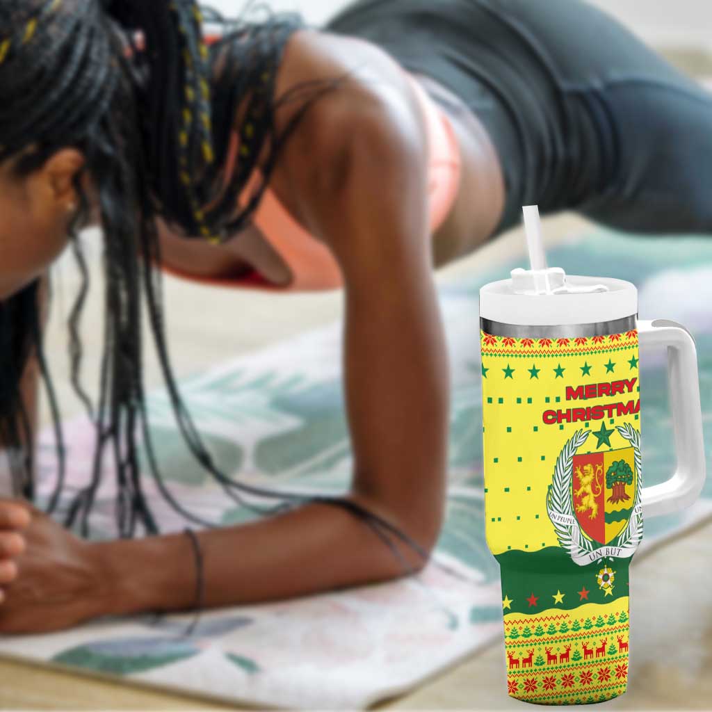 Senegal Christmas Tumbler With Handle Baobab Tree and National Coat of Arms Motif - African Pride