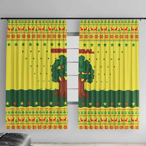 Senegal Christmas Window Curtain Baobab Tree and National Coat of Arms Motif - African Pride