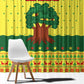 Senegal Christmas Window Curtain Baobab Tree and National Coat of Arms Motif - African Pride