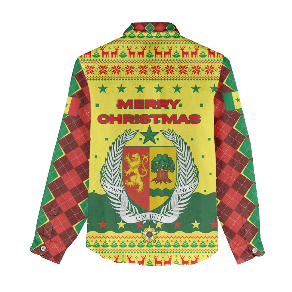 Senegal Christmas Women Casual Shirt Baobab Tree and National Coat of Arms Motif - African Pride