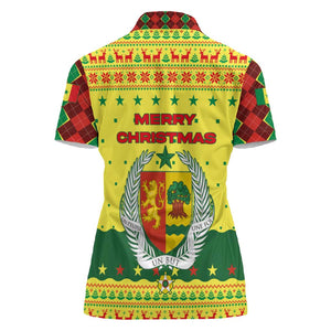 Senegal Christmas Women Polo Shirt Baobab Tree and National Coat of Arms Motif - African Pride