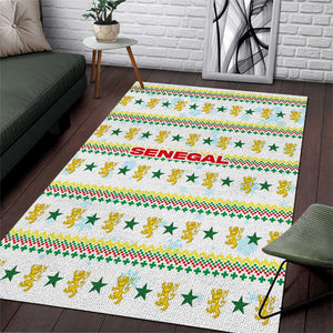 Senegal Christmas Area Rug Golden Lion and Festive Stars Motif - African Pride