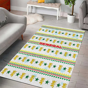 Senegal Christmas Area Rug Golden Lion and Festive Stars Motif - African Pride