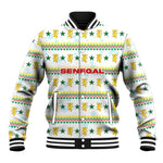 Senegal Christmas Baseball Jacket Golden Lion and Festive Stars Motif - African Pride