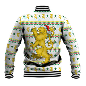 Senegal Christmas Baseball Jacket Golden Lion and Festive Stars Motif - African Pride
