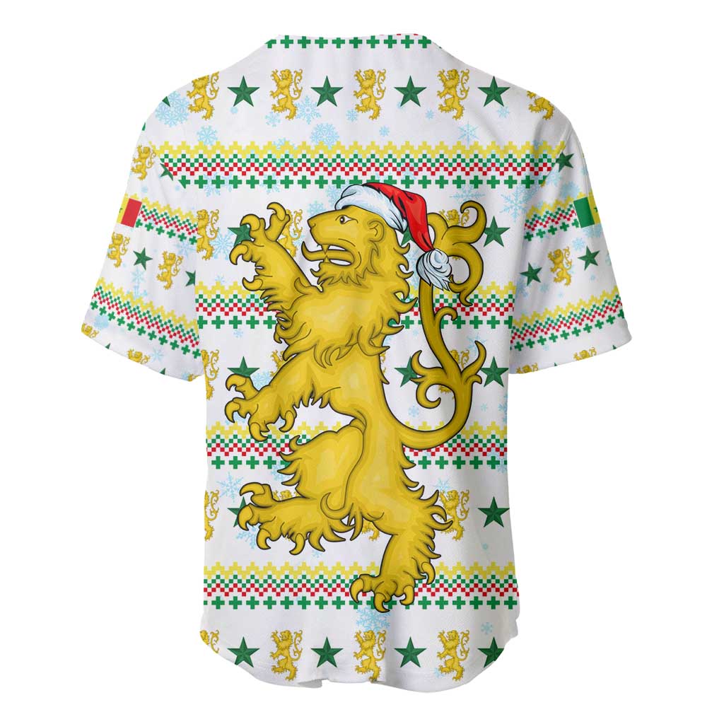 Senegal Christmas Baseball Jersey Golden Lion and Festive Stars Motif - African Pride