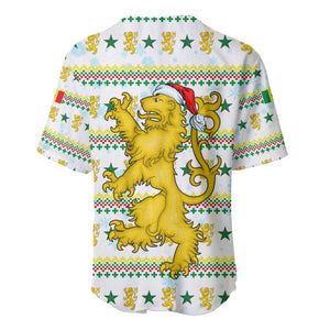 Senegal Christmas Baseball Jersey Golden Lion and Festive Stars Motif - African Pride