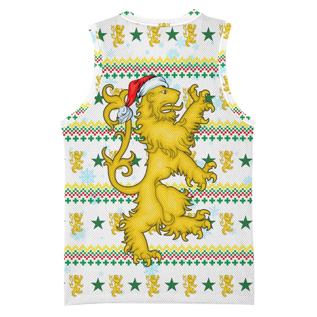 Senegal Christmas Basketball Jersey Golden Lion and Festive Stars Motif - African Pride