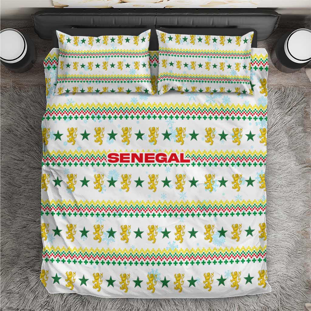 Senegal Christmas Bedding Set Golden Lion and Festive Stars Motif - African Pride