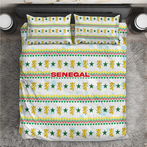 Senegal Christmas Bedding Set Golden Lion and Festive Stars Motif - African Pride