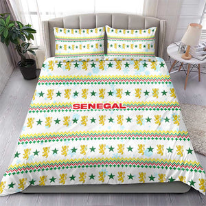 Senegal Christmas Bedding Set Golden Lion and Festive Stars Motif - African Pride