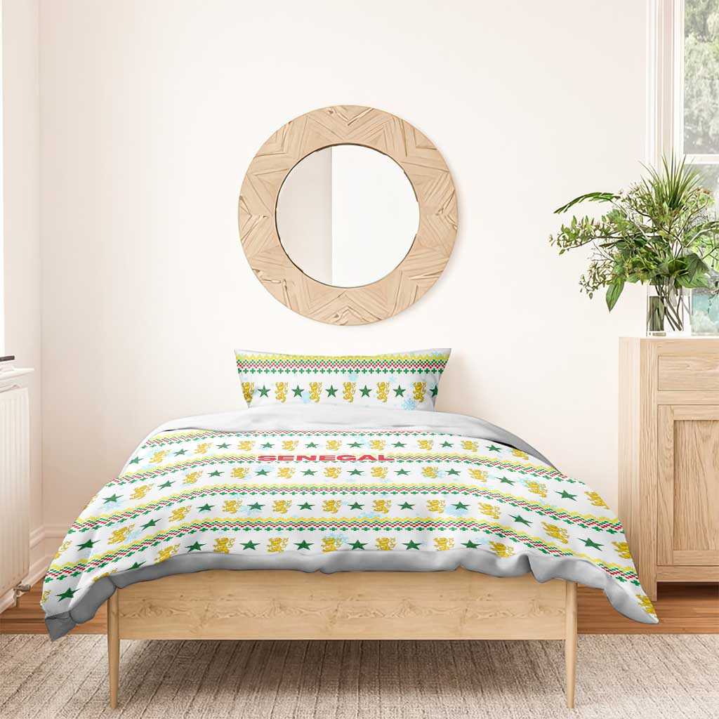 Senegal Christmas Bedding Set Golden Lion and Festive Stars Motif - African Pride