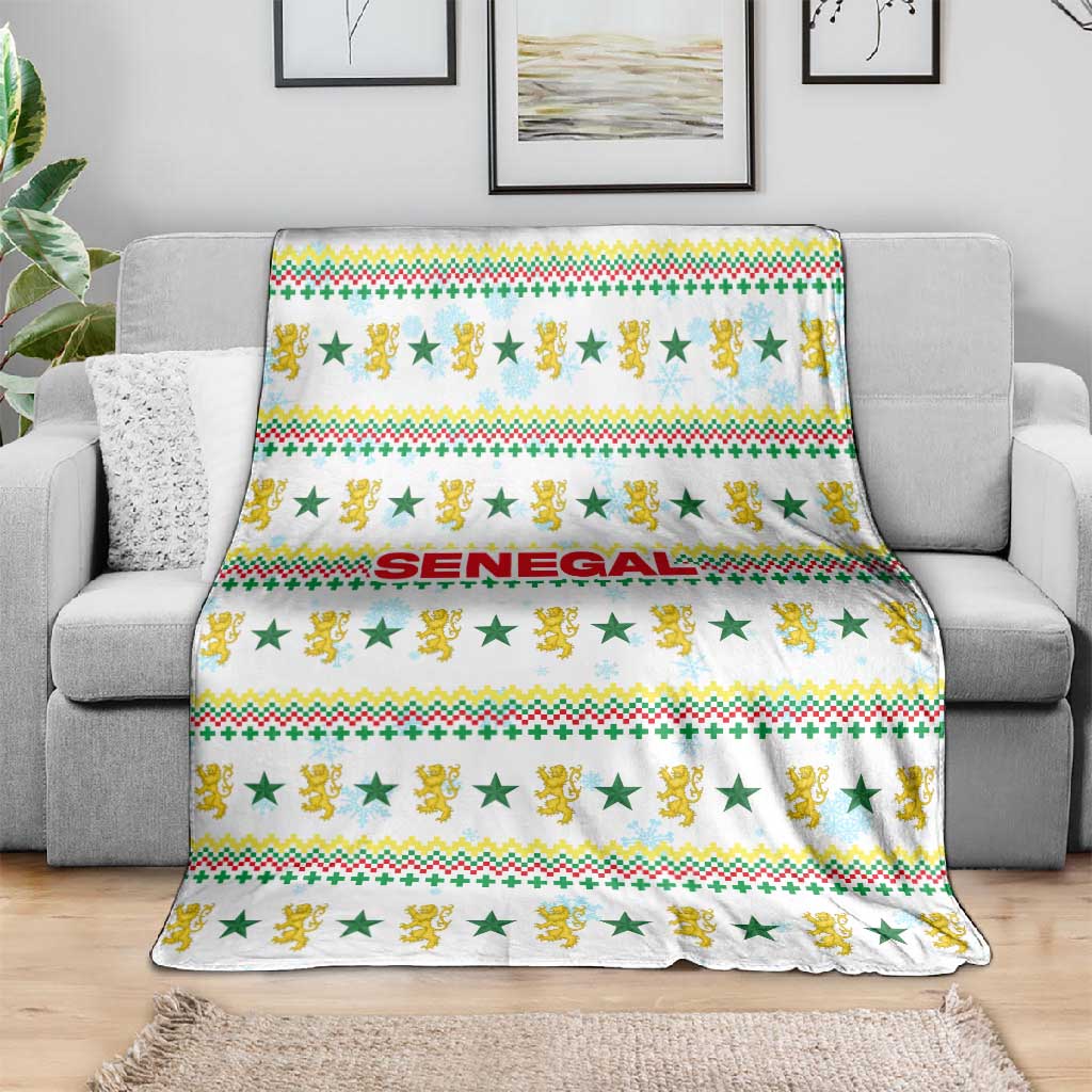 Senegal Christmas Blanket Golden Lion and Festive Stars Motif - African Pride