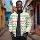 Senegal Christmas Bomber Jacket Golden Lion and Festive Stars Motif - African Pride