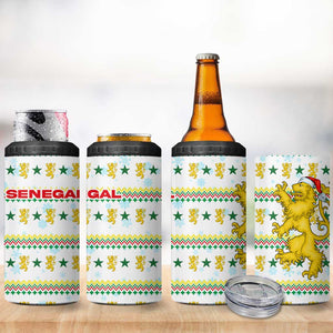 Senegal Christmas 4 in 1 Can Cooler Tumbler Golden Lion and Festive Stars Motif - African Pride