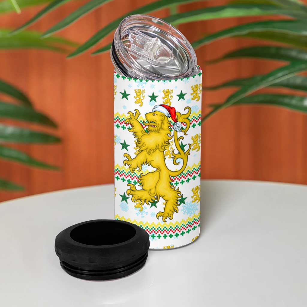 Senegal Christmas 4 in 1 Can Cooler Tumbler Golden Lion and Festive Stars Motif - African Pride