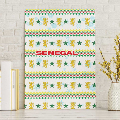 Senegal Christmas Canvas Wall Art Golden Lion and Festive Stars Motif - African Pride