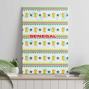 Senegal Christmas Canvas Wall Art Golden Lion and Festive Stars Motif - African Pride