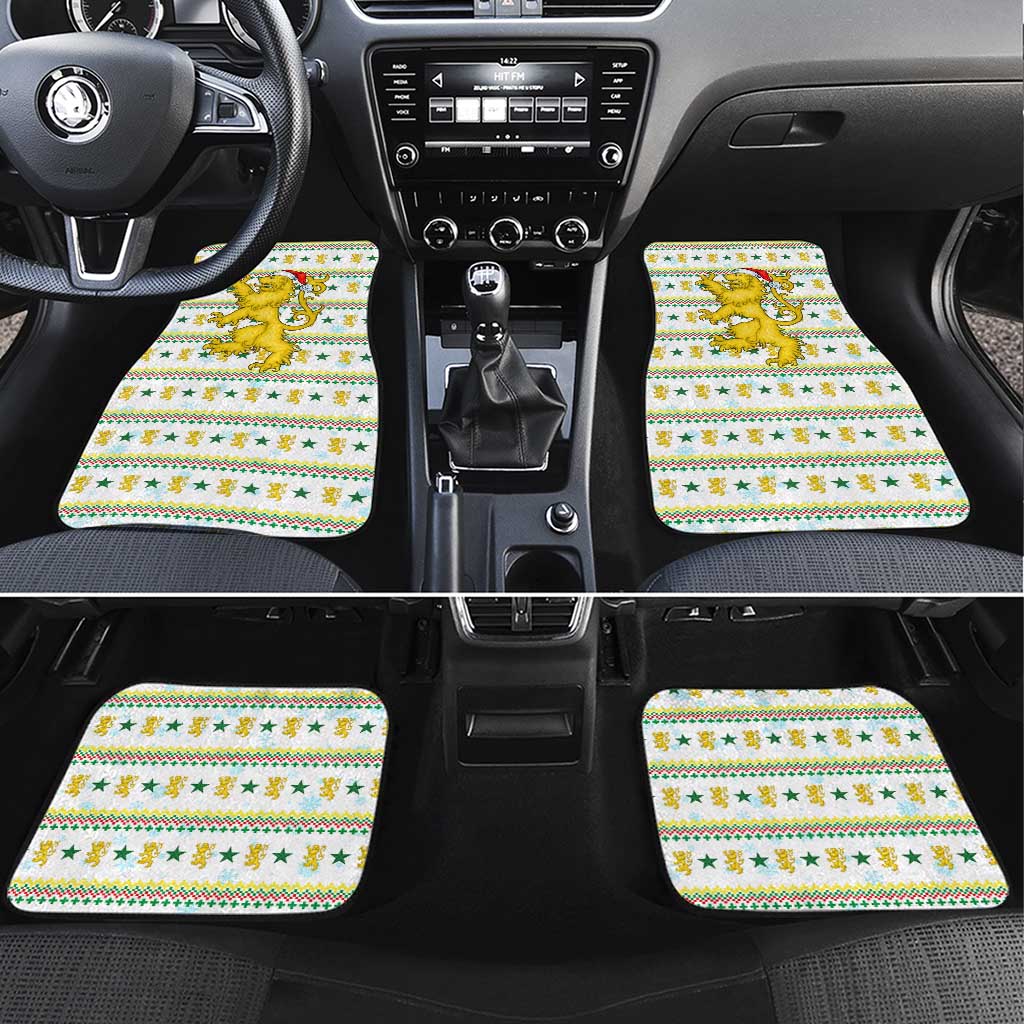 Senegal Christmas Car Mats Golden Lion and Festive Stars Motif - African Pride