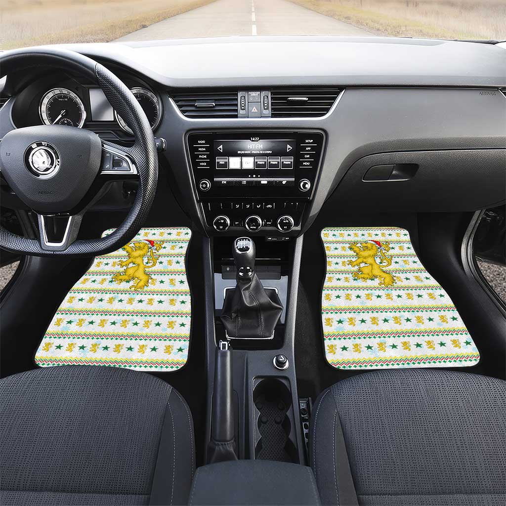Senegal Christmas Car Mats Golden Lion and Festive Stars Motif - African Pride