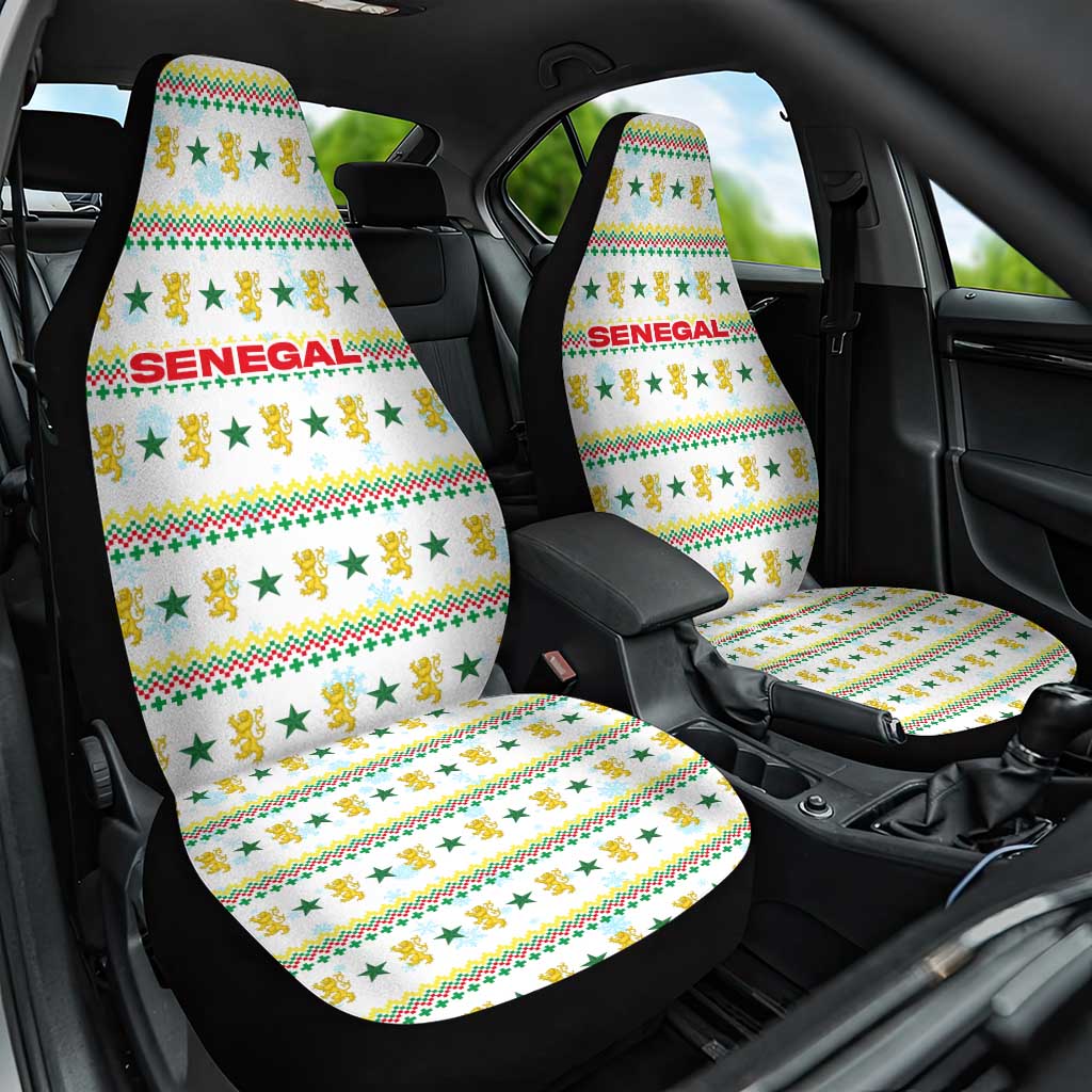 Senegal Christmas Car Seat Cover Golden Lion and Festive Stars Motif - African Pride