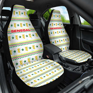 Senegal Christmas Car Seat Cover Golden Lion and Festive Stars Motif - African Pride