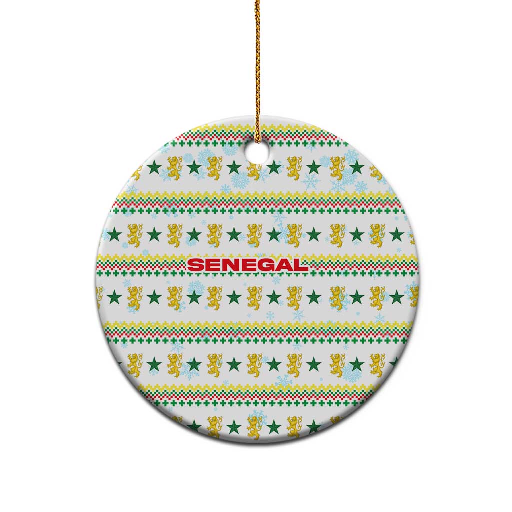 Senegal Christmas Ceramic Ornament Golden Lion and Festive Stars Motif - African Pride