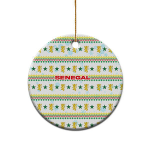 Senegal Christmas Ceramic Ornament Golden Lion and Festive Stars Motif - African Pride