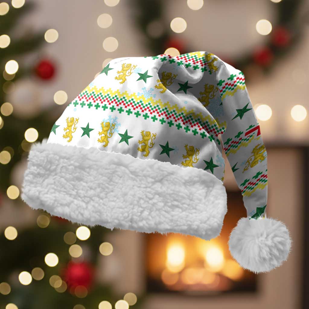 Senegal Christmas Santa Hat Golden Lion and Festive Stars Motif - African Pride