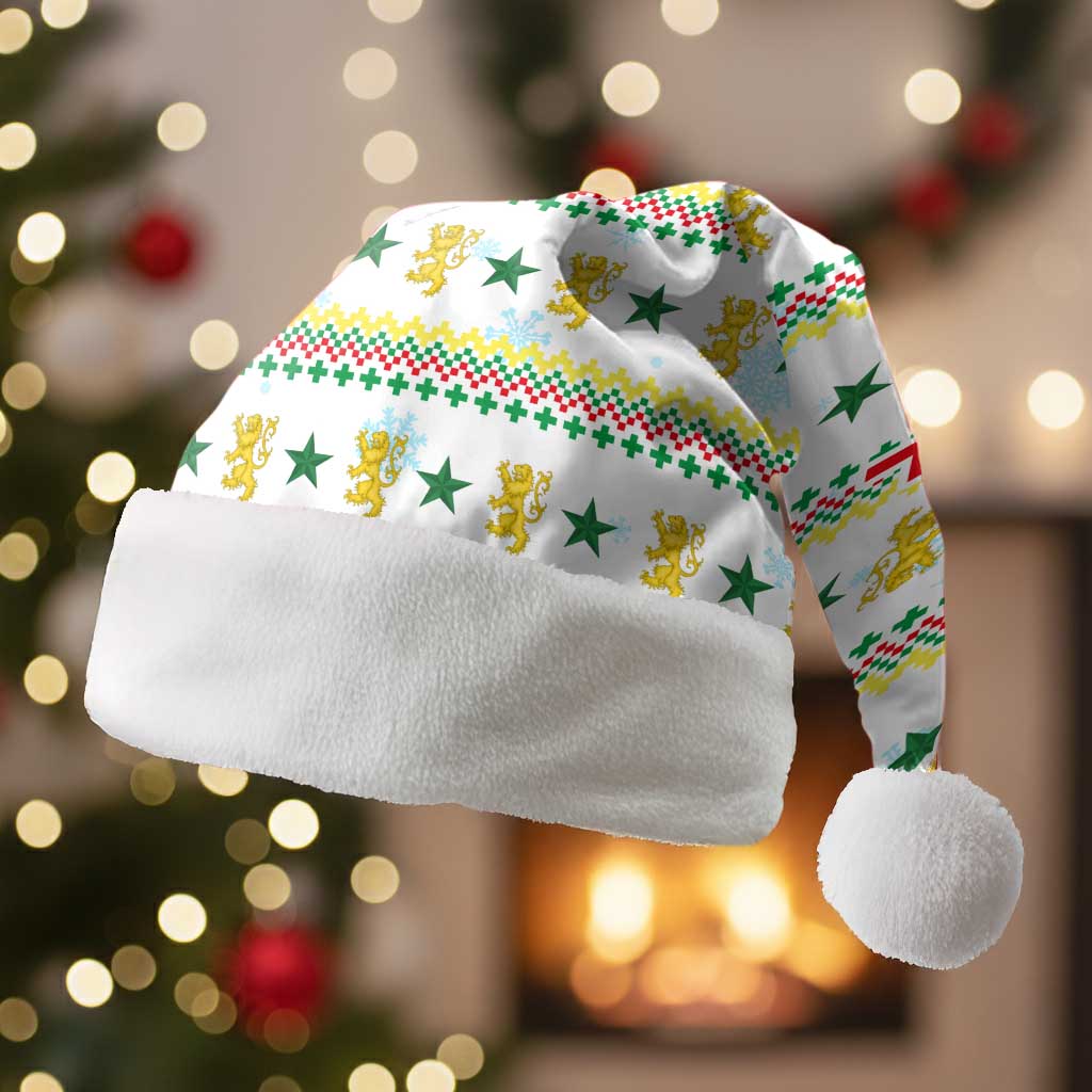 Senegal Christmas Santa Hat Golden Lion and Festive Stars Motif - African Pride