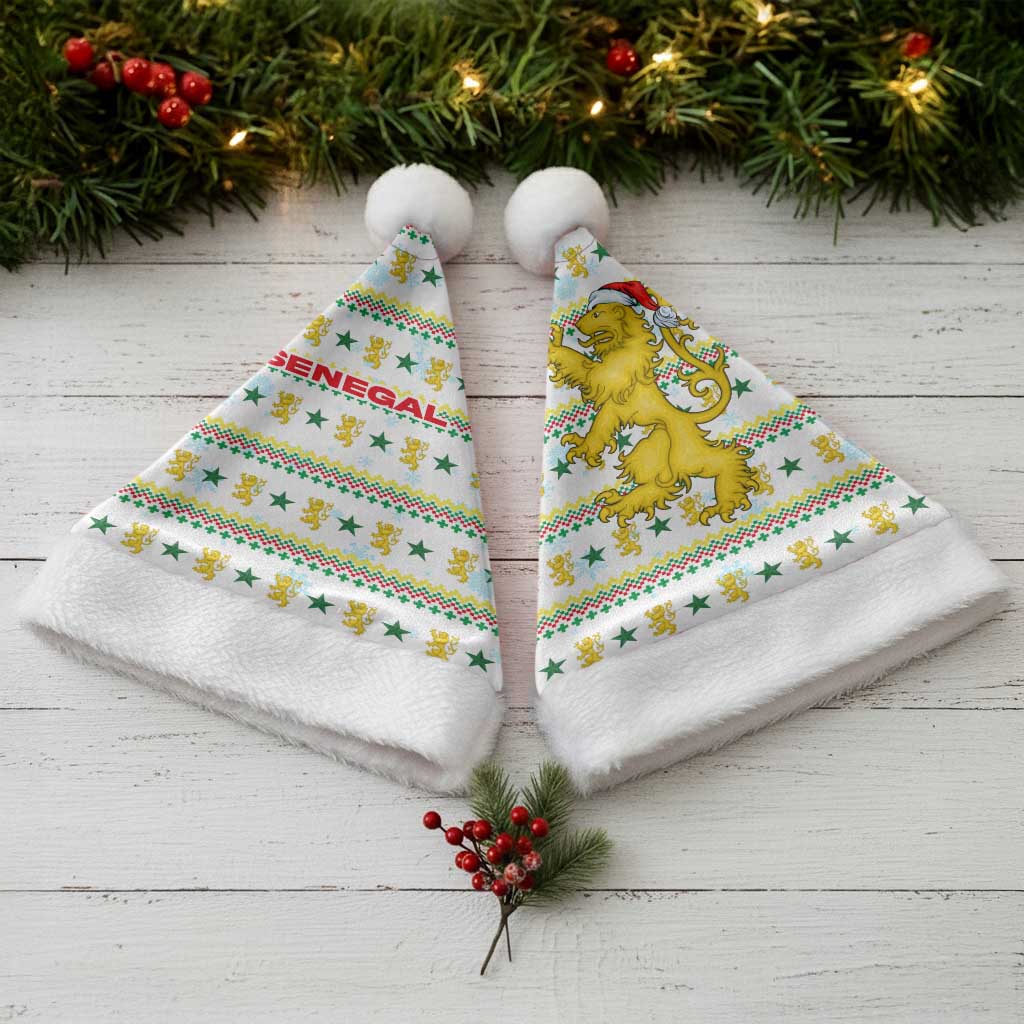 Senegal Christmas Santa Hat Golden Lion and Festive Stars Motif - African Pride