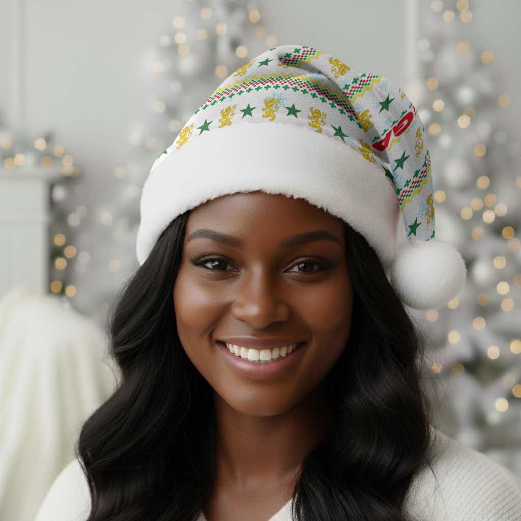 Senegal Christmas Santa Hat Golden Lion and Festive Stars Motif - African Pride