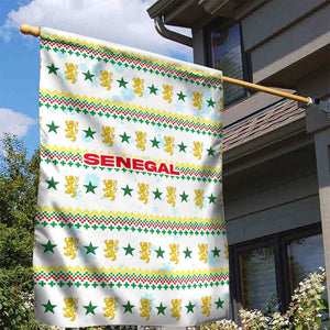 Senegal Christmas Garden Flag Golden Lion and Festive Stars Motif - African Pride