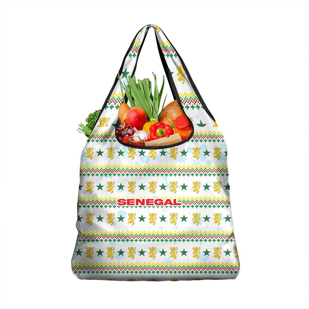 Senegal Christmas Grocery Bag Golden Lion and Festive Stars Motif - African Pride